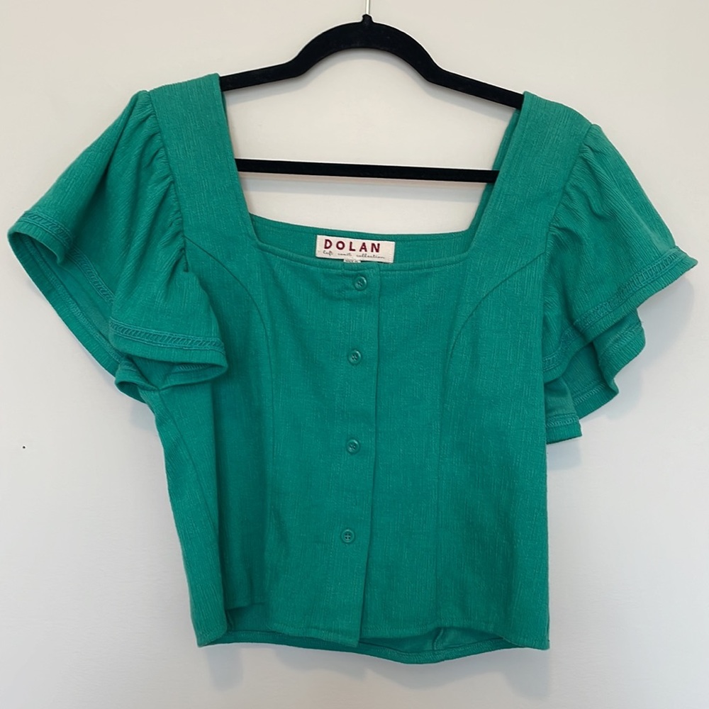 Anthropologie Teal Button-Down Blouse